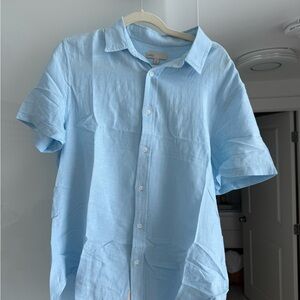 Onia Men's Light Blue Linen-Blend Shirt